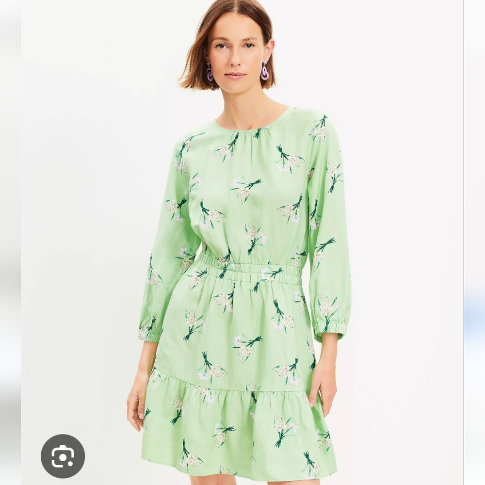 LOFT Green Floral Dress